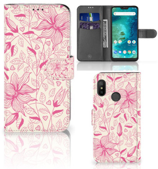 B2Ctelecom Xiaomi Mi A2 Lite Book Case Hoesje Pink Flowers