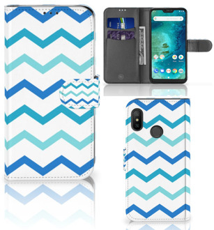 B2Ctelecom Xiaomi Mi A2 Lite Book Case Hoesje Zigzag Blauw