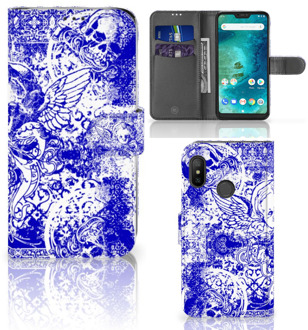 B2Ctelecom Xiaomi Mi A2 Lite Bookcover hoesje Angel Skull Blue