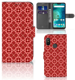 B2Ctelecom Xiaomi Mi A2 Lite Bookcover hoesje Batik Red