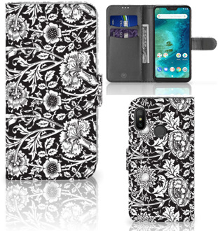 B2Ctelecom Xiaomi Mi A2 Lite Bookcover hoesje Black Flowers