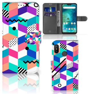 B2Ctelecom Xiaomi Mi A2 Lite Bookcover hoesje Blocks Colorful