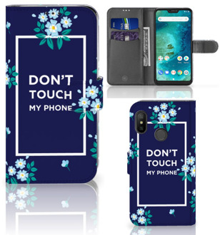 B2Ctelecom Xiaomi Mi A2 Lite Bookcover hoesje Flowers Blue DTMP