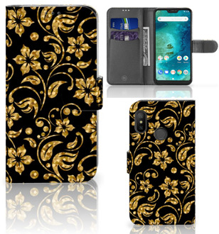 B2Ctelecom Xiaomi Mi A2 Lite Bookcover hoesje Gouden Bloemen