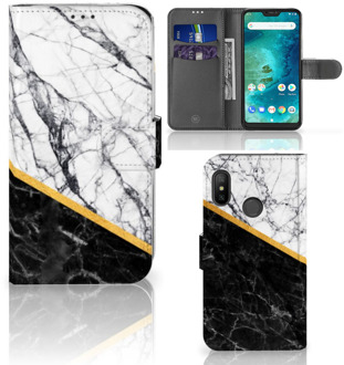 B2Ctelecom Xiaomi Mi A2 Lite Bookcover hoesje Marble White Black