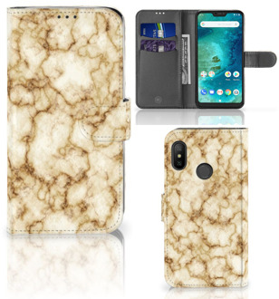 B2Ctelecom Xiaomi Mi A2 Lite Bookcover hoesje Marmer Goud