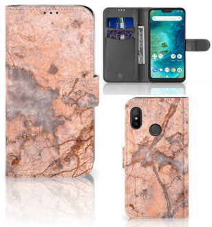 B2Ctelecom Xiaomi Mi A2 Lite Bookcover hoesje Marmer Oranje