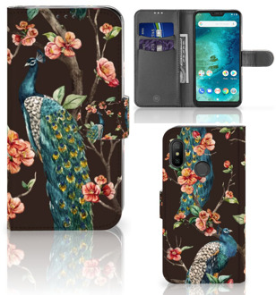 B2Ctelecom Xiaomi Mi A2 Lite Bookcover hoesje Pauw met Bloemen