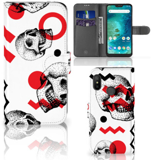 B2Ctelecom Xiaomi Mi A2 Lite Bookcover hoesje Skull Red