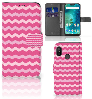 B2Ctelecom Xiaomi Mi A2 Lite Bookcover hoesje Waves Pink