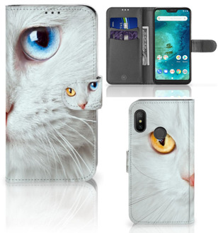 B2Ctelecom Xiaomi Mi A2 Lite Bookcover hoesje Witte Kat