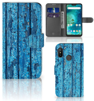 B2Ctelecom Xiaomi Mi A2 Lite Bookcover hoesje Wood Blue