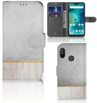 B2Ctelecom Xiaomi Mi A2 Lite Bookcover hoesje Wood Concrete