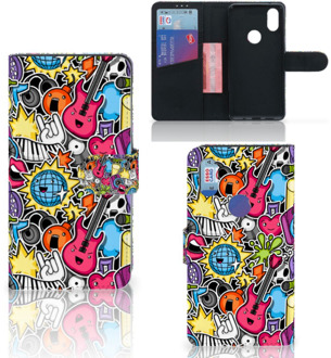 B2Ctelecom Xiaomi Mi Mix 2s Wallet Case met Pasjes Punk Rock