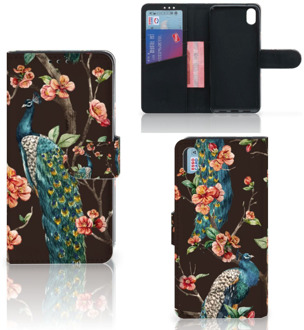 B2Ctelecom Xiaomi Redmi 7A Telefoonhoesje met Pasjes Pauw met Bloemen