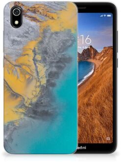 B2Ctelecom Xiaomi Redmi 7A TPU Siliconen Hoesje Marmer Blauw Goud