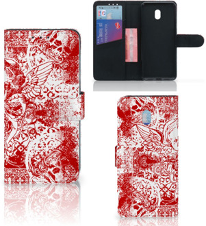 B2Ctelecom Xiaomi Redmi 8A Telefoonhoesje met Naam Angel Skull Red