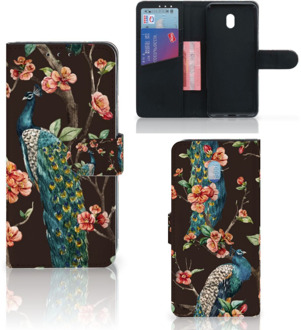 B2Ctelecom Xiaomi Redmi 8A Telefoonhoesje met Pasjes Pauw met Bloemen