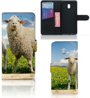 B2Ctelecom Xiaomi Redmi 8A Telefoonhoesje met Pasjes Schaap en Lammetje