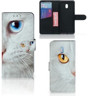 B2Ctelecom Xiaomi Redmi 8A Telefoonhoesje met Pasjes Witte Kat