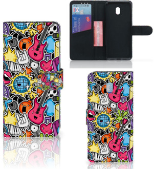 B2Ctelecom Xiaomi Redmi 8A Wallet Case met Pasjes Punk Rock