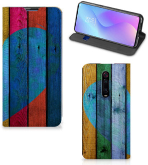 B2Ctelecom Xiaomi Redmi K20 Pro Book Wallet Case Wood Heart