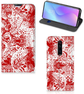 B2Ctelecom Xiaomi Redmi K20 Pro Mobiel BookCase Angel Skull Red