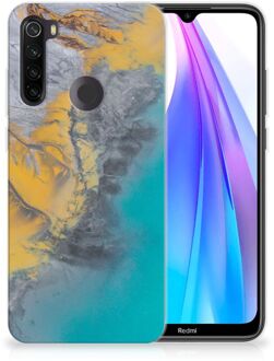 B2Ctelecom Xiaomi Redmi Note 8T TPU Siliconen Hoesje Marmer Blauw Goud