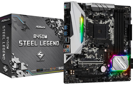 B450M Steel Legend moederbord Socket AM4 Micro ATX AMD B450