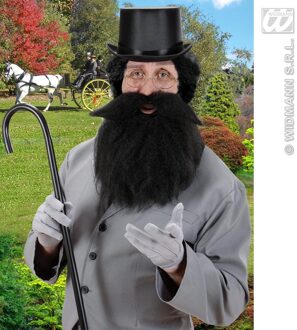 Baard en snor Holbewoner zwart