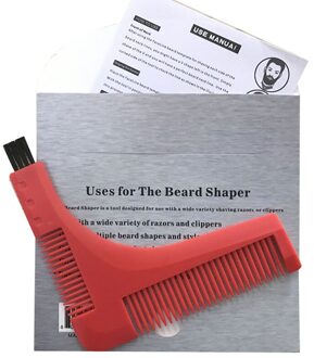 Baard Styling Kam Baard Shaper Grooming Tool Draagbare Snor Borstel Voor Mannen Styler Rood