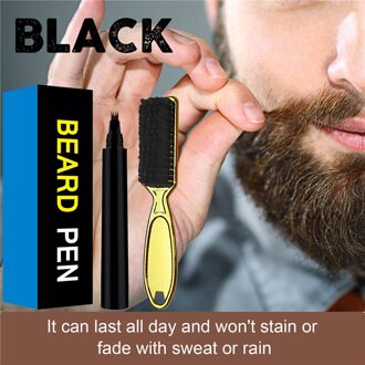 Baard Vullen Pen Kit Kapper Potlood Met Borstel Salon Facial Haar Graveren Styling Wenkbrauw Tool Mannelijke Snor Reparatie Vorm zwart A