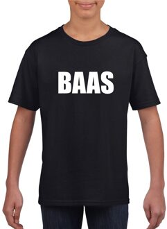 Baas tekst t-shirt zwart kinderen XS (110-116)