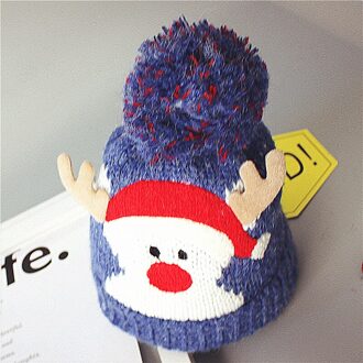 Babies Mooie Santa Mutsen Gebreide Mutsen Winter Warm Fleece Gehaakte Beanie Hoeden Pompon Kids Kinderen Kerst Hoofddeksels Hoed Caps Blauw
