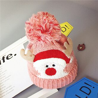 Babies Mooie Santa Mutsen Gebreide Mutsen Winter Warm Fleece Gehaakte Beanie Hoeden Pompon Kids Kinderen Kerst Hoofddeksels Hoed Caps Roze