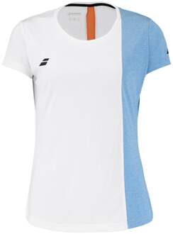 Babolat Play T-shirt Dames-Wit,Lichtblauw - XXL