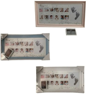 Baby 12 Months Hand and Foot Print Commemorative Photo Frame Newborn Childhood Growth Record Creative Picture Holder