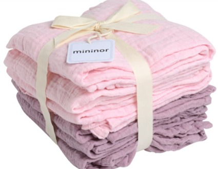 Baby Accessoires Mininor Mousseline Doek Roze/Heidebloem 70 X 70 Cm 6 st
