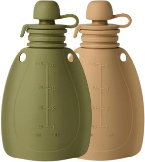 Baby Accessoires Mininor Smoothie Bottle Moss Green/Caramel 120 ml + 120 ml