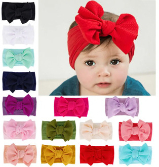 Baby Accessories Infant Baby Girl Cute Soft Bow Headband Newborn Solid Headwear Headdress Nylon Elastic Hair Band Gifts Props
