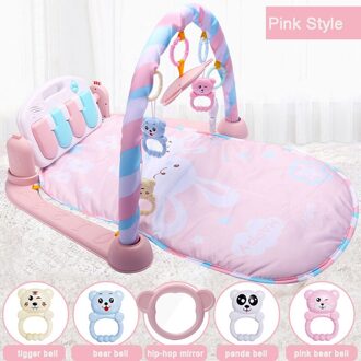 Baby Activiteit Gym Kindje Muziek Speelkleed Fitness Tapijt Educatief Rack Crib Speelgoed Rammelaar Speelgoed Met Bed Bel Fitness matten Roze