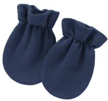 Baby Anti Krassen Zachte Katoenen Handschoenen Pasgeboren Bescherming Gezicht Scratch Mittens N7ME Marineblauw