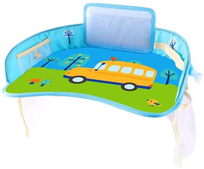 Baby Auto Lade Platen Draagbare Waterdichte Dining Drank Tafel Voor Kinderen Autostoel Kind Cartoon Speelgoed Houder Opslag Baby Hek geel school bus