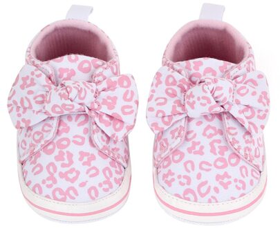 Baby Baby Girl Crib Schoenen Leuke Luipaard Print Prinses Jurk Schoenen Anti-Slip Peuter Eerste Wandelaars Met Strik Roze / 0-6 months