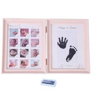 Baby Baby Handafdruk Footprint Eerste Jaar Foto Diy Familie Geheugen Fotolijst Roze