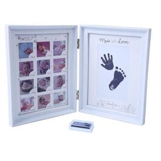 Baby Baby Handafdruk Footprint Eerste Jaar Foto Diy Familie Geheugen Fotolijst wit