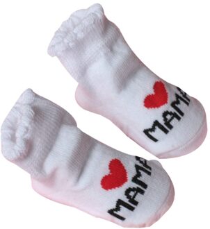 Baby Baby Jongen Meisje Antislip Vloer Sokken Liefde Mama Papa Brief Sokken Zachte Comfortabele Calcetines De Baby Calcetines wit