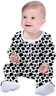 Baby Baby Jongen Meisje Koe Print Rits Homewear Casual En Comfortabele Slaper Rits Voet Een Stuk Pyjama Кигуруми 40 * 18m