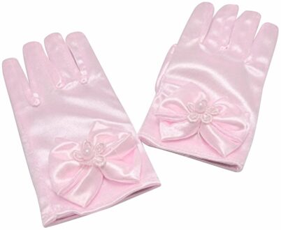 Baby Baby Kind Meisjes Elleboog Korte Party Handschoenen Bruiloft Handschoenen Kinderen Party Handschoenen roze