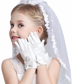 Baby Baby Kind Meisjes Elleboog Korte Party Handschoenen Bruiloft Handschoenen Kinderen Party Handschoenen wit